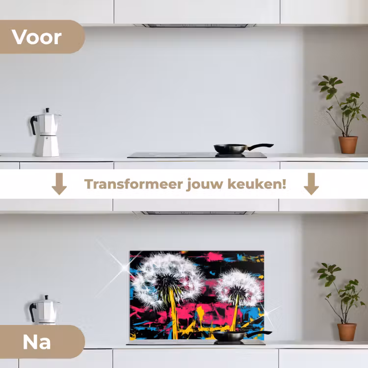 Street Art - Kleurrijk - Muur keuken achterwand spatscherm klein -voor_na_NL