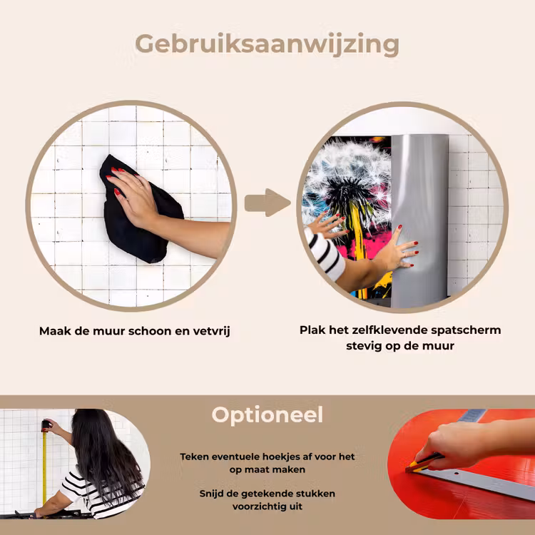 Street Art - Kleurrijk - Muur keuken achterwand spatscherm klein -gebruiksaanwijzing_NL