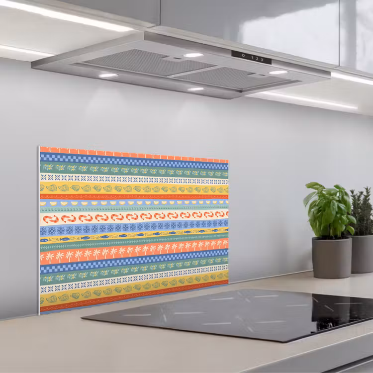 Zee - Sfeer - Oester - Garnaal keuken achterwand spatscherm klein 900 -3d_schuin