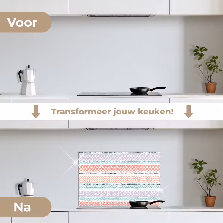 Strepen - Zomer - Kleuren keuken achterwand spatscherm klein 900 -voor_na_NL