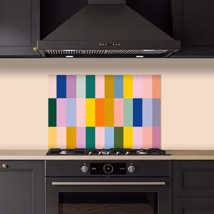 Stroken - Blauw - Patroon - Abstract keuken achterwand spatscherm klein -sfeer1