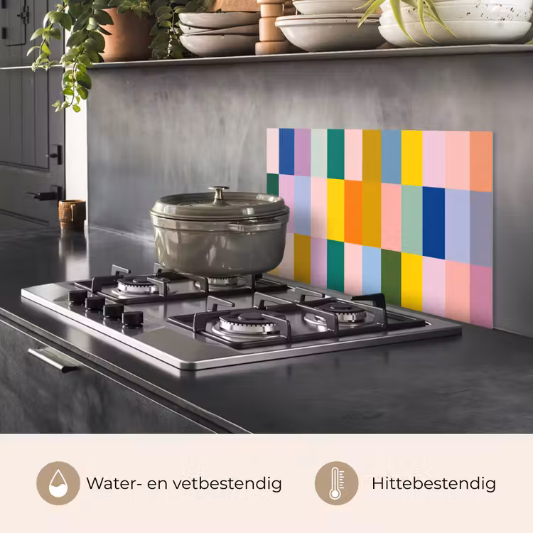 Stroken - Blauw - Patroon - Abstract keuken achterwand spatscherm klein -usp_NL