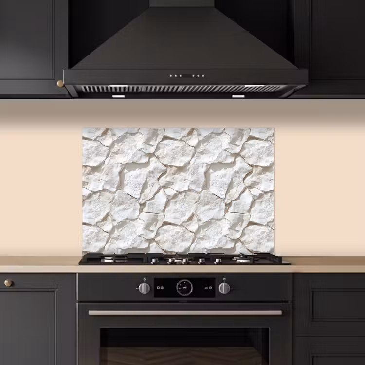 Structuur - Rots - Wit keuken achterwand spatscherm klein 900 -sfeer1