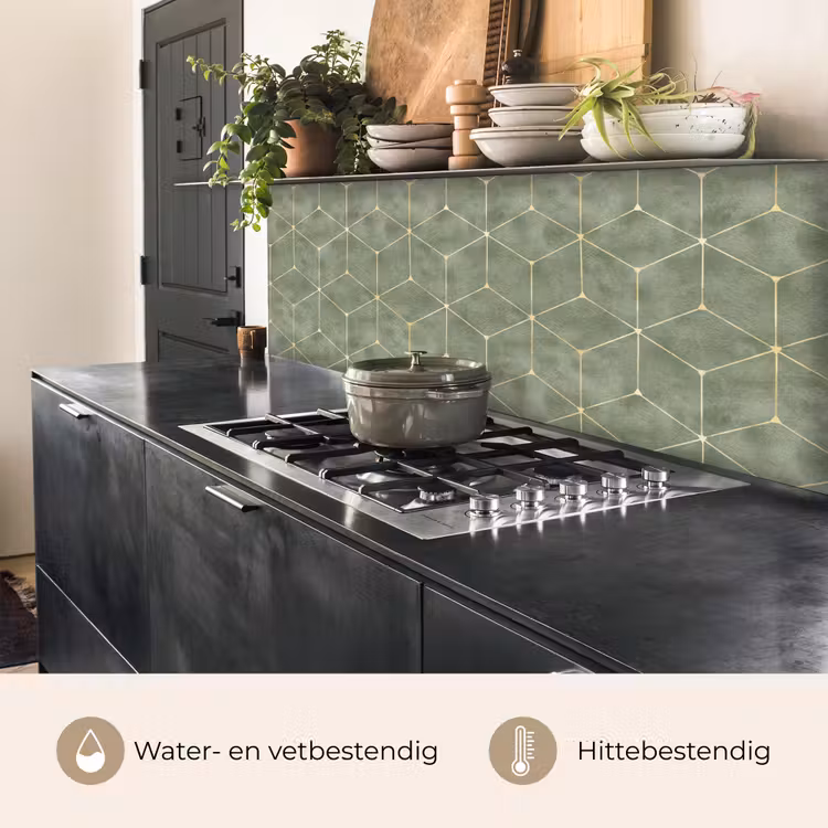 Subtiel - Geometrisch - Goud - Groen keuken achterwand 2 middel 871 -usp_NL