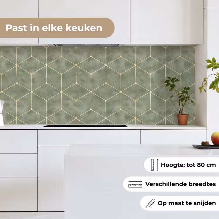 Subtiel - Geometrisch - Goud - Groen keuken achterwand 2 middel 871 -sfeer4_NL