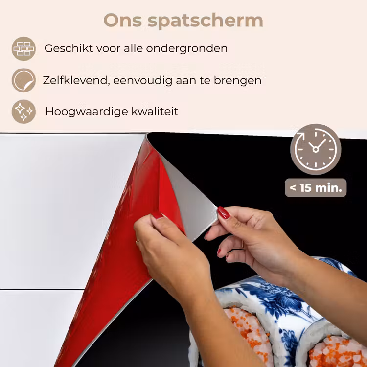 Sushi - Delfts blauw - Rijst - Vis - Elegant keuken achterwand spatscherm klein -spatscherm_NL