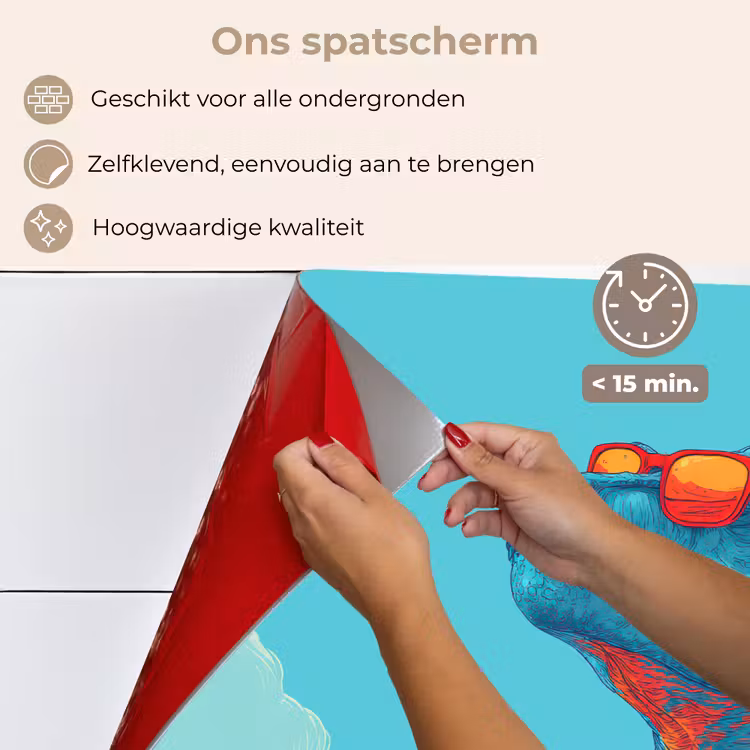 T-Rex - Blauw - Wolken - Zonnebril keuken achterwand spatscherm klein -spatscherm_NL