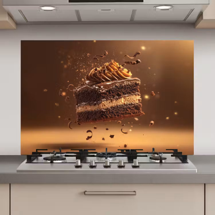 Taart - Chocolade - Eten - Brownie keuken achterwand spatscherm klein -3d_website