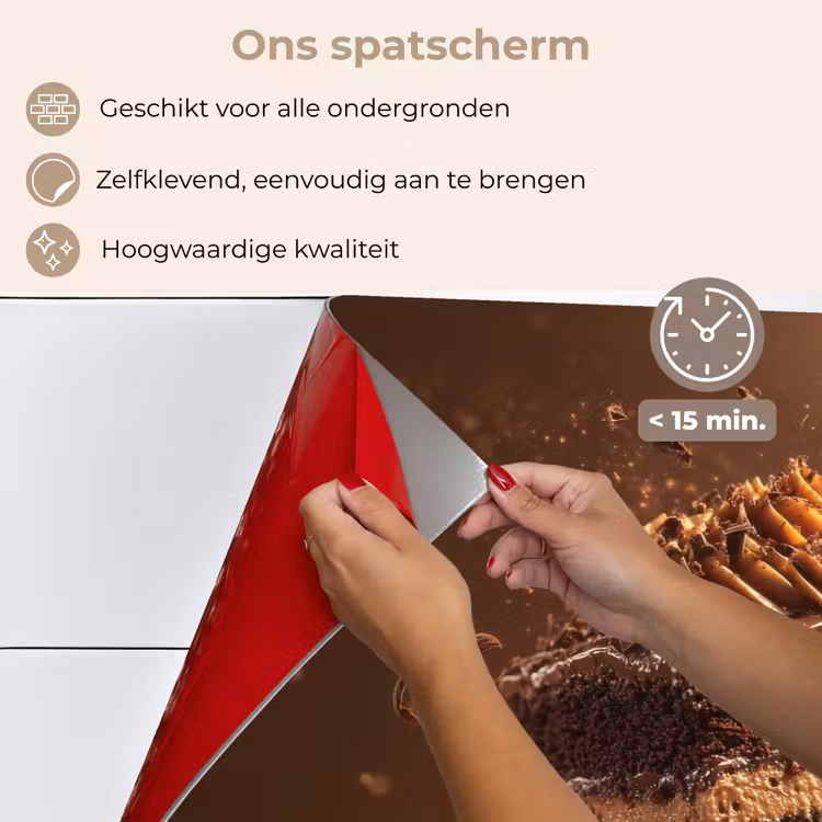 Taart - Chocolade - Eten - Brownie keuken achterwand spatscherm klein -spatscherm_NL