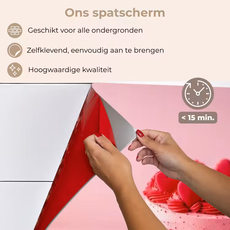 Taart - Hart - Roze keuken achterwand spatscherm klein -spatscherm_NL