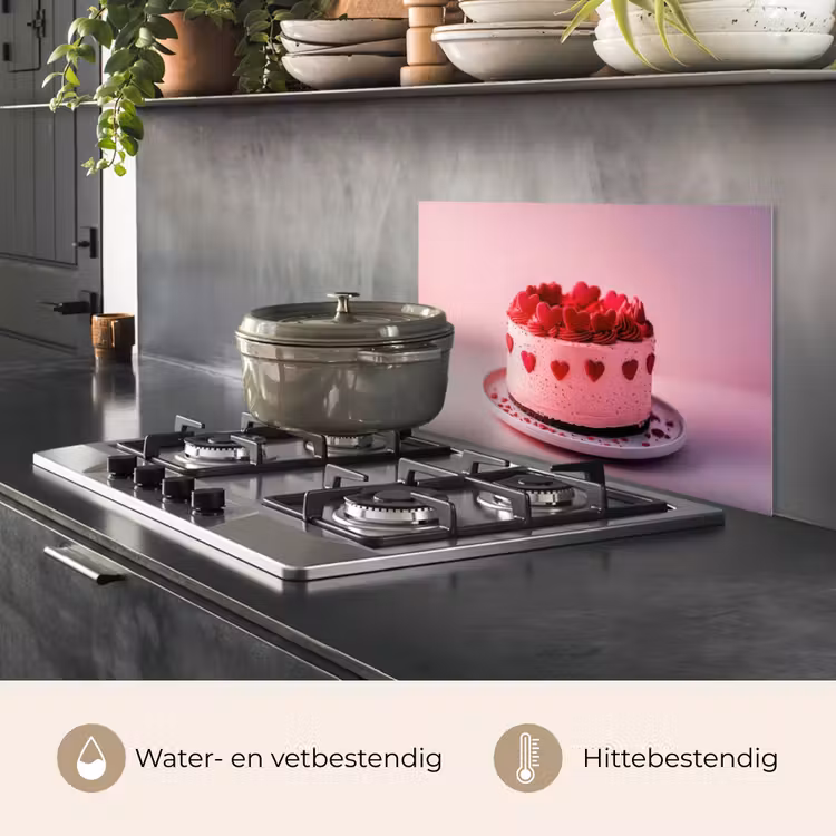 Taart - Hart - Roze keuken achterwand spatscherm klein -usp_NL