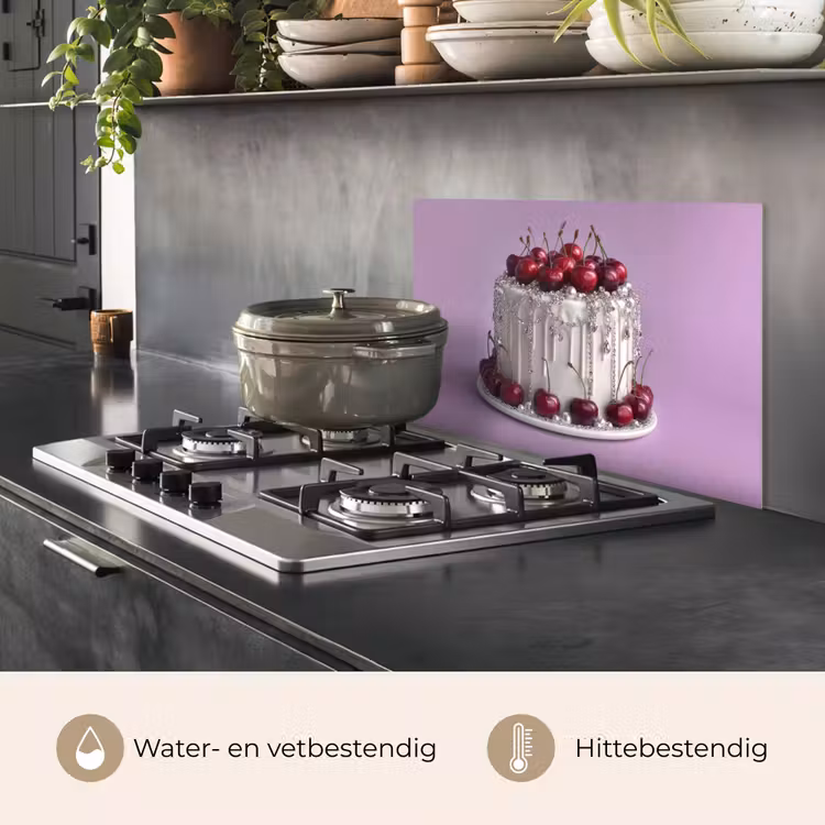Taart - Kersen - Juwelen - Rood keuken achterwand spatscherm klein -usp_NL