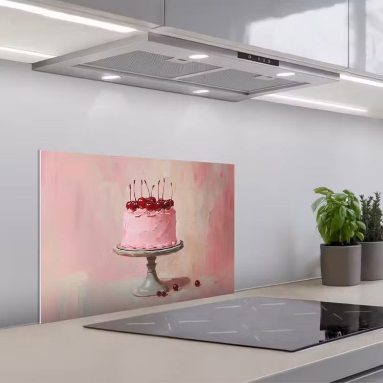 Taart - Pink - Cherry keuken achterwand spatscherm klein -3d_schuin