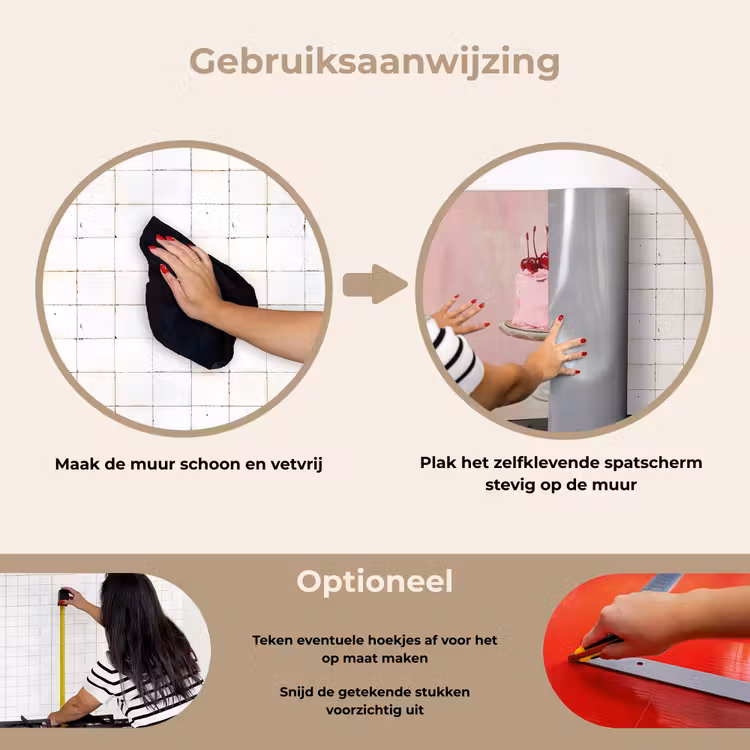 Taart - Pink - Cherry keuken achterwand spatscherm klein -gebruiksaanwijzing_NL