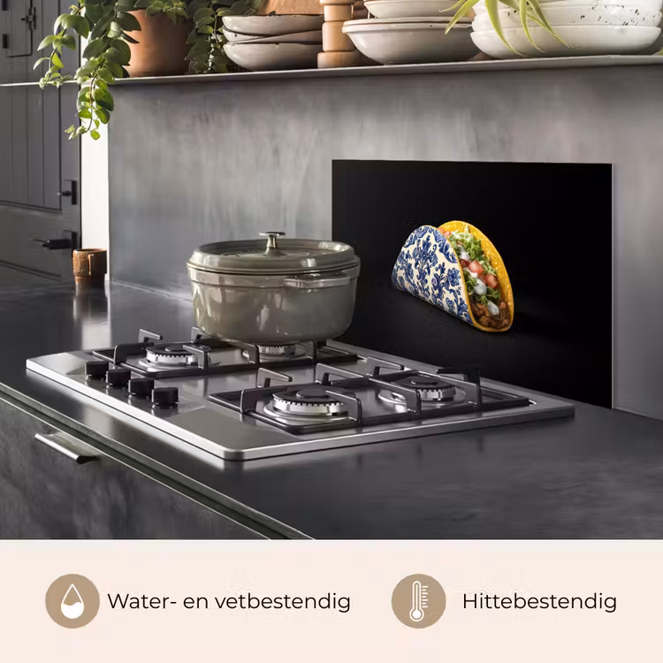 Taco - Vlees - Salade - Delftsblauw - Motief keuken achterwand spatscherm klein -usp_NL