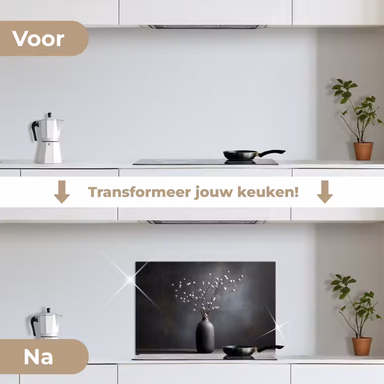 Takken - Vaas - Bolletjes - Wit keuken achterwand spatscherm klein -voor_na_NL