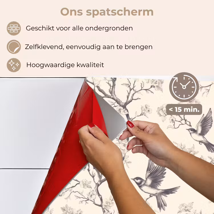 Takken - Vogels - Beige keuken achterwand spatscherm klein 900 -spatscherm_NL