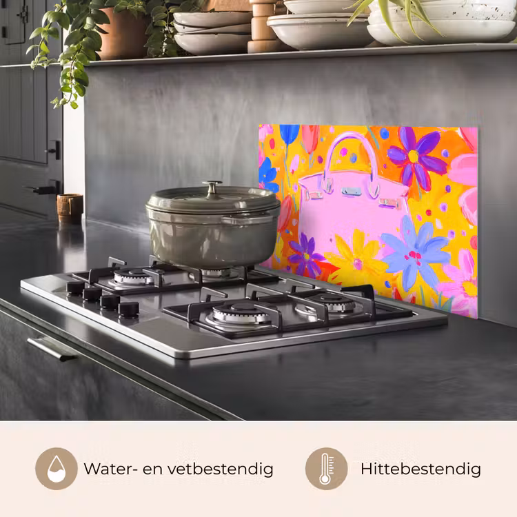 Tas - Roze - Bloemen keuken achterwand spatscherm klein -usp_NL