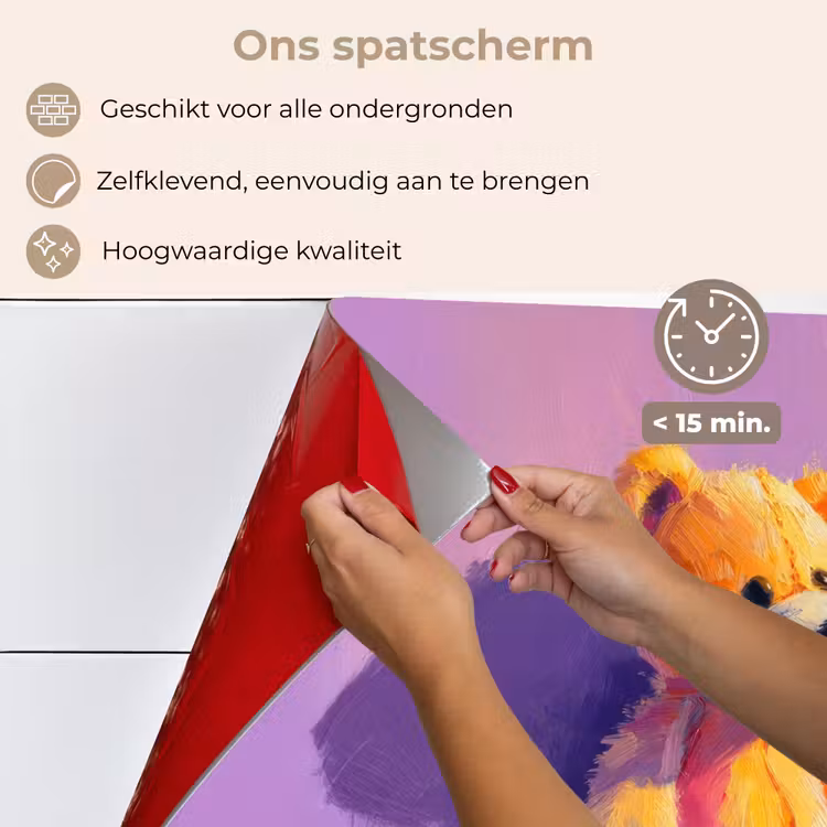 Teddybeer - Schaduw - Penseelstreken - Paars keuken achterwand spatscherm klein -spatscherm_NL