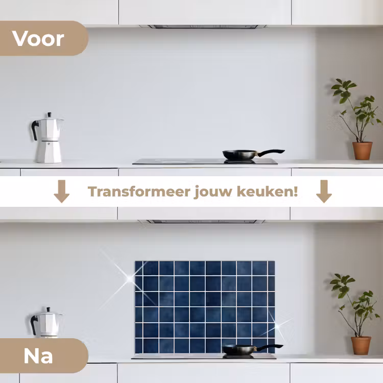 Tegel - Modern - Blauw keuken achterwand spatscherm klein 900 -voor_na_NL