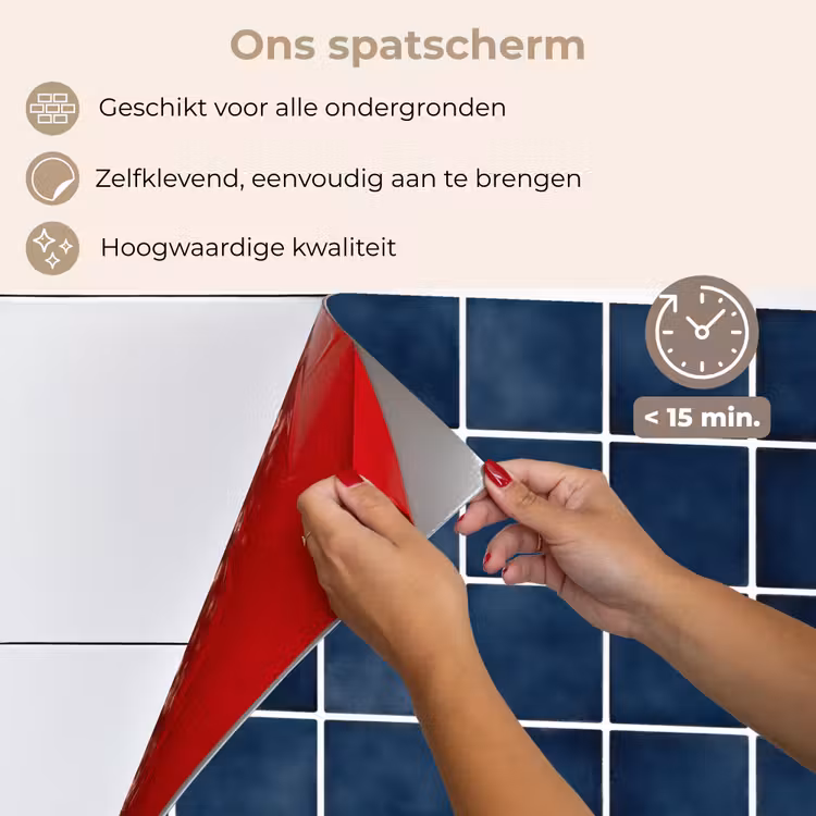 Tegel - Modern - Blauw keuken achterwand spatscherm klein 900 -spatscherm_NL