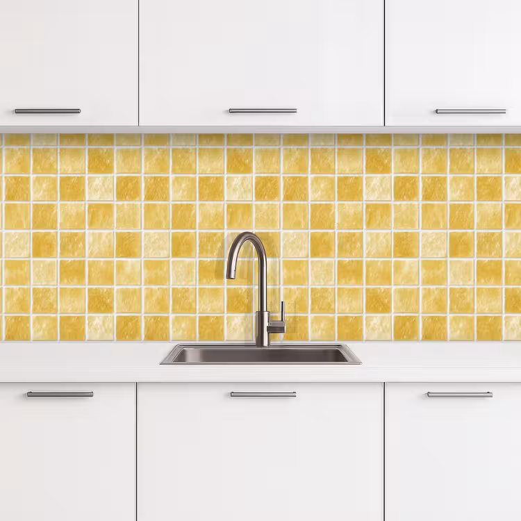 Tegels - Mozaïek - Textuur - Goudgeel keuken achterwand 2 middel 871 -3d