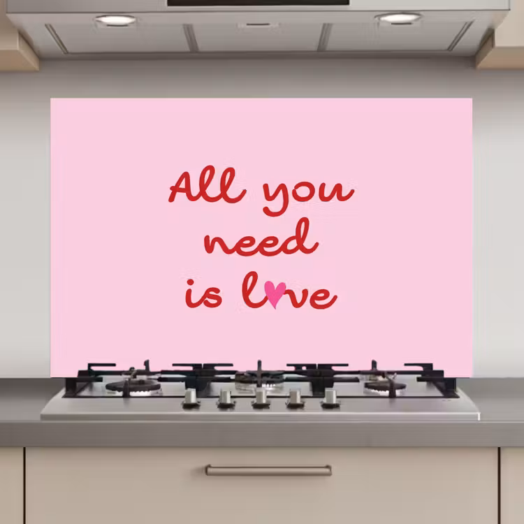 Keuken achterwand - Tekst - Roze - Love - Hart