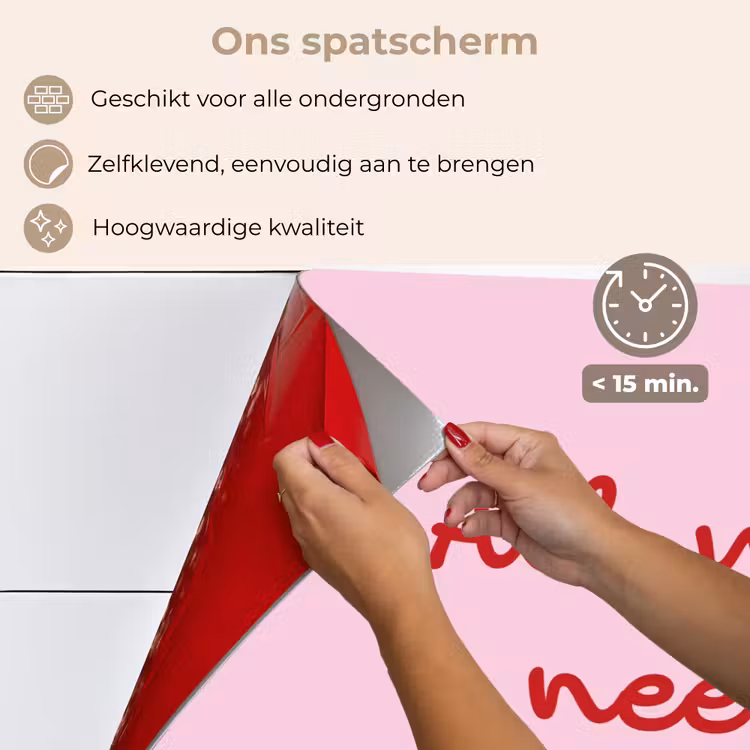 Tekst - Roze - Love - Hart keuken achterwand spatscherm klein -spatscherm_NL