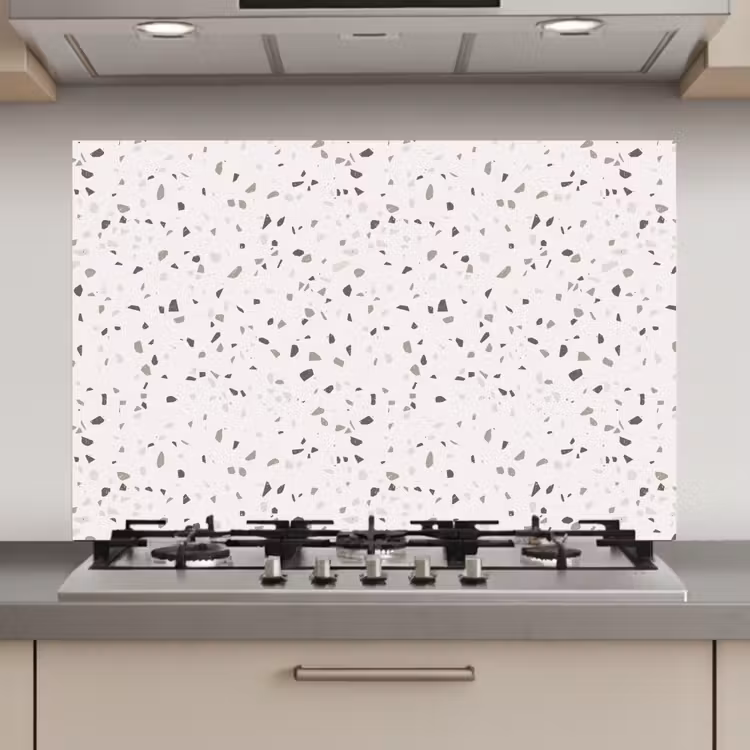 Terrazzo -  Patroon  -  Créme keuken achterwand spatscherm klein 900 -3d_website