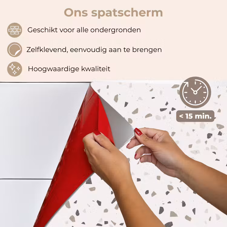 Terrazzo -  Patroon  -  Créme keuken achterwand spatscherm klein 900 -spatscherm_NL