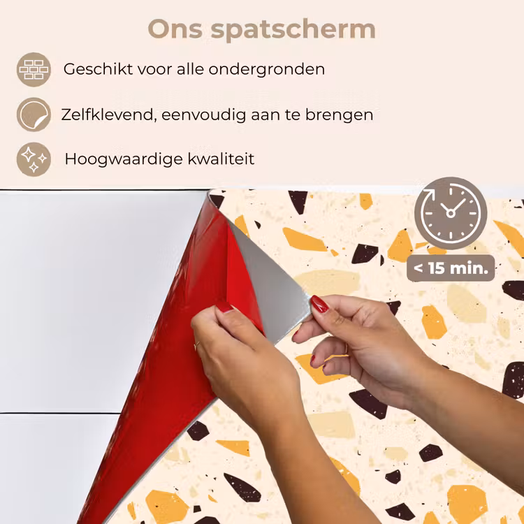 Terrazzo -  Patroon - Geel - keuken achterwand spatscherm klein 900 -spatscherm_NL