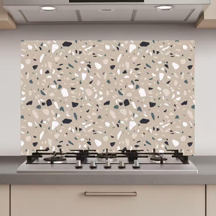 Terrazzo - Patroon - Groen keuken achterwand spatscherm klein 900 -3d_website