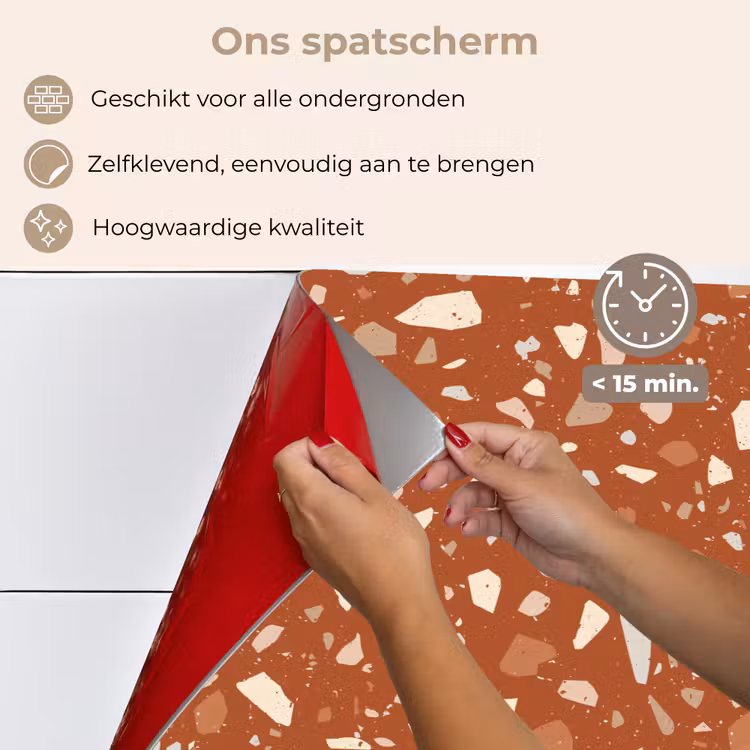 Terrazzo - Patroon - Klei keuken achterwand spatscherm klein 900 -spatscherm_NL