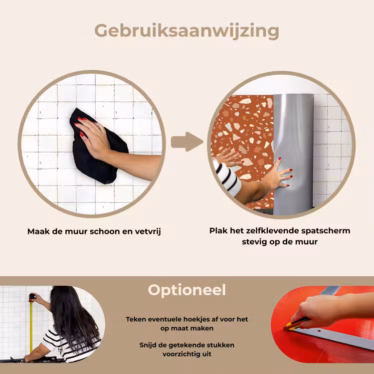 Terrazzo - Patroon - Klei keuken achterwand spatscherm klein 900 -gebruiksaanwijzing_NL