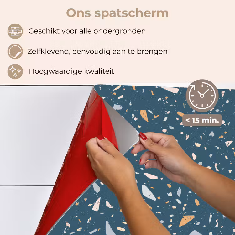Terrazzo - Patroon - Kleurrijk - Diep blauw keuken achterwand spatscherm klein 900 -spatscherm_NL