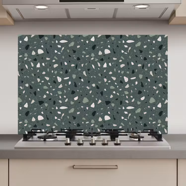 Terrazzo - Patroon - Kleurrijk - Groen keuken achterwand spatscherm klein 900 -3d_website