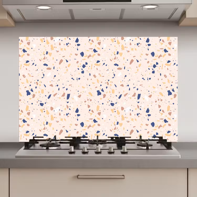 Terrazzo -  Patroon - Kleurrijk - Indigo keuken achterwand spatscherm klein 900 -3d_website