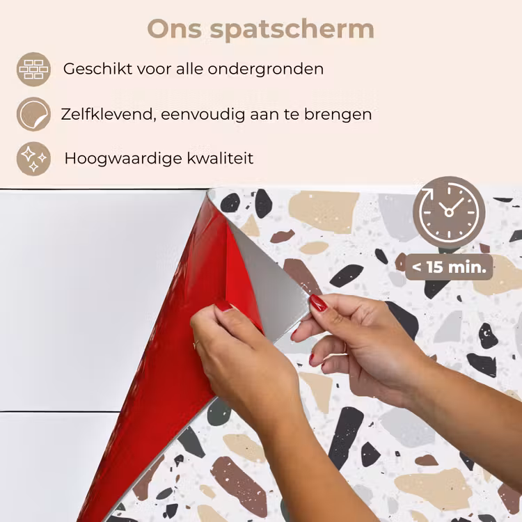 Terrazzo - Patroon - Kleurrijk - Klei keuken achterwand spatscherm klein 900 -spatscherm_NL