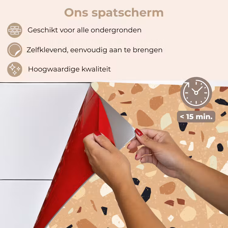 Terrazzo - Patroon - Kleurrijk - Oranje keuken achterwand spatscherm klein 900 -spatscherm_NL