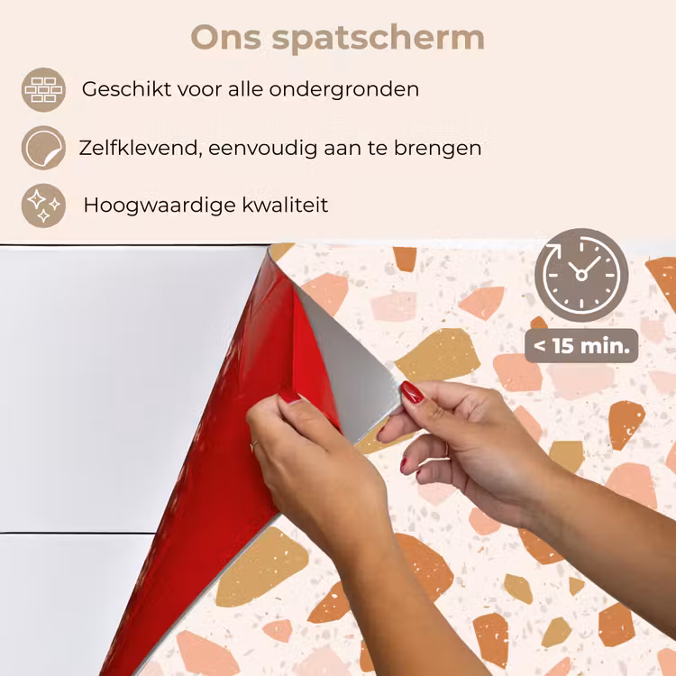 Terrazzo - Patroon - Kleurrijk - Zalm keuken achterwand spatscherm klein 900 -spatscherm_NL