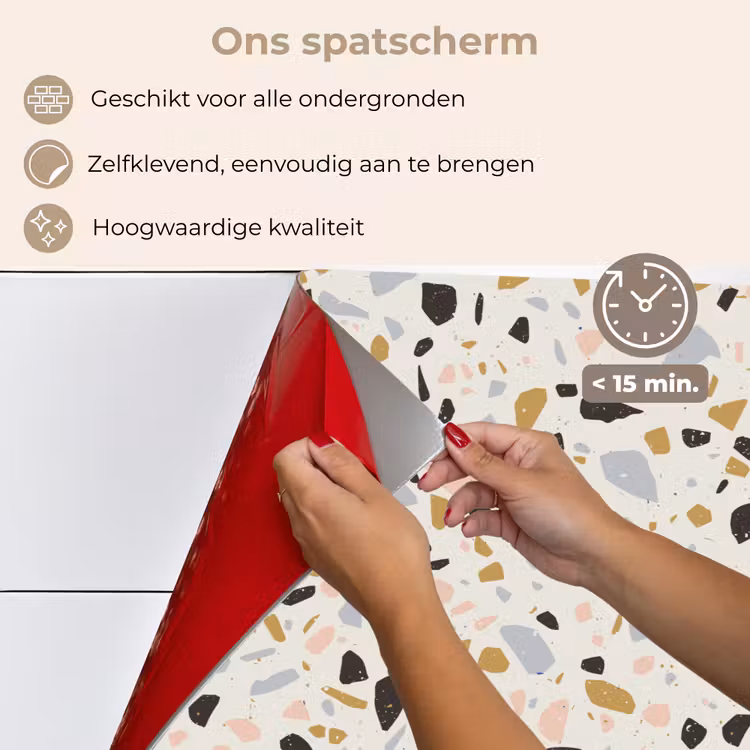 Terrazzo - Patroon - Neutraal - Zacht - Multi keuken achterwand spatscherm klein 900 -spatscherm_NL