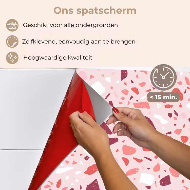 Terrazzo - Patroon - Roze keuken achterwand spatscherm klein 900 -spatscherm_NL