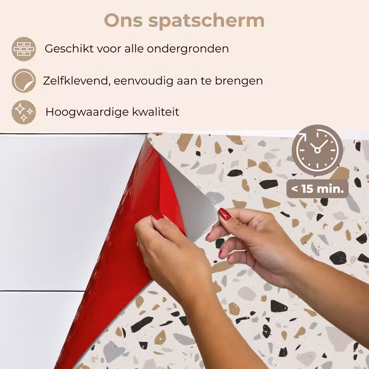 Terrazzo - Patroon - Staal keuken achterwand spatscherm klein 900 -spatscherm_NL
