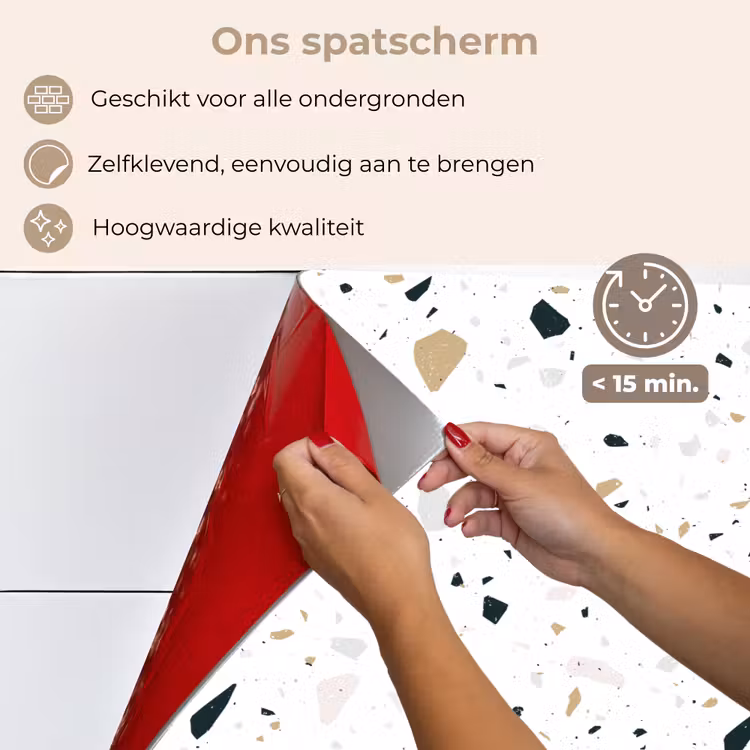 Terrazzo - Patroon - Wit - Neutraal keuken achterwand spatscherm klein 900 -spatscherm_NL
