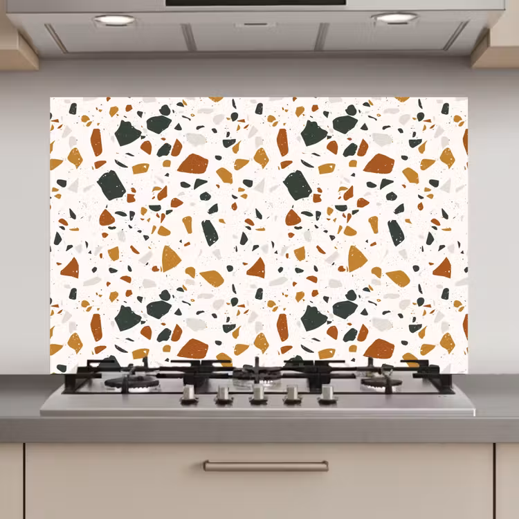 Terrazzo - Patroon - Wit - Terra keuken achterwand spatscherm klein 900 -3d_website