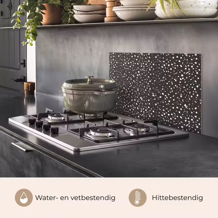 Terrazzo - Patroon - Zwart - Wit keuken achterwand spatscherm klein 900 -usp_NL