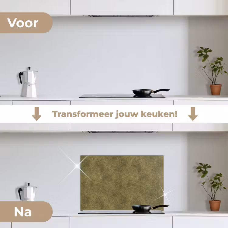 Textuur - Abstract - Groen keuken achterwand spatscherm klein 900 -voor_na_NL