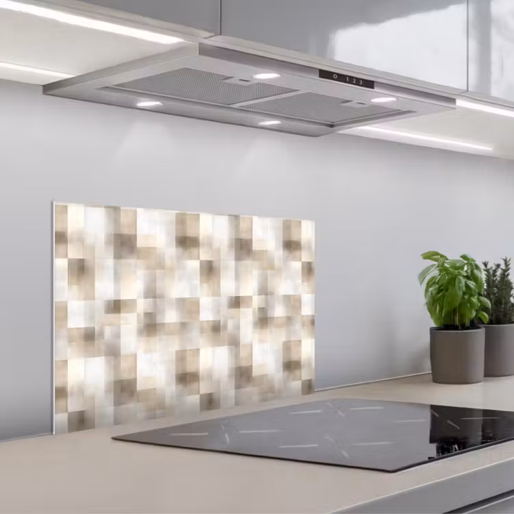 Textuur - Linnen - Beige keuken achterwand spatscherm klein 900 -3d_schuin