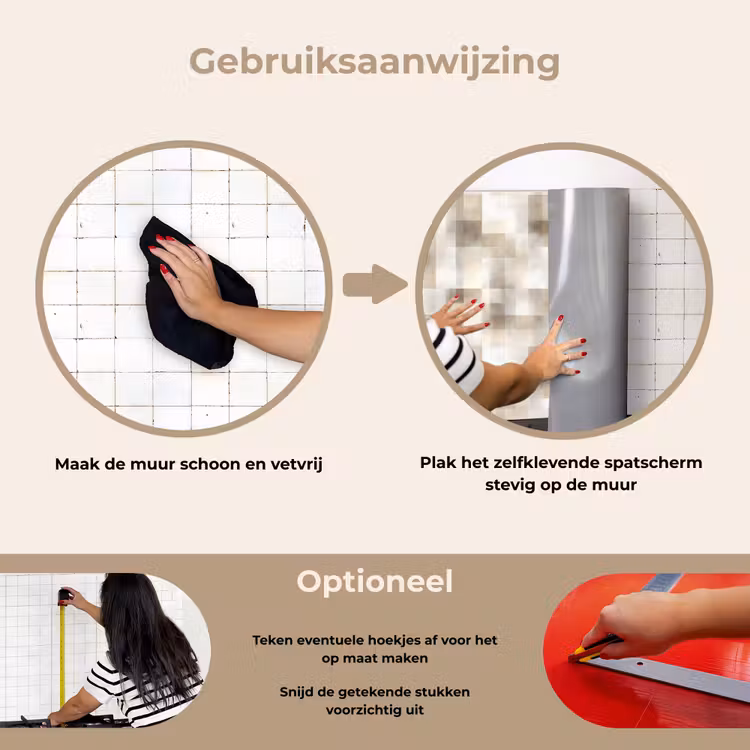 Textuur - Linnen - Beige keuken achterwand spatscherm klein 900 -gebruiksaanwijzing_NL