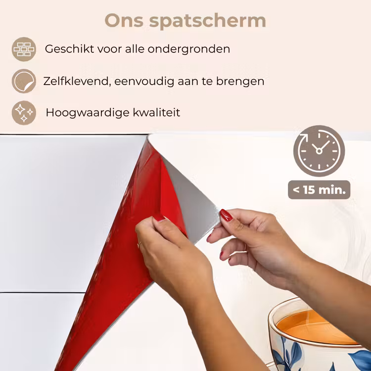 Theekop - Bladeren - Blauw keuken achterwand spatscherm klein -spatscherm_NL